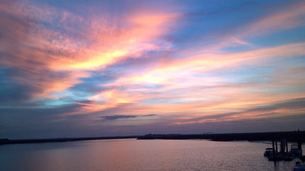 Sunset from the dock on Mungeon Creek
